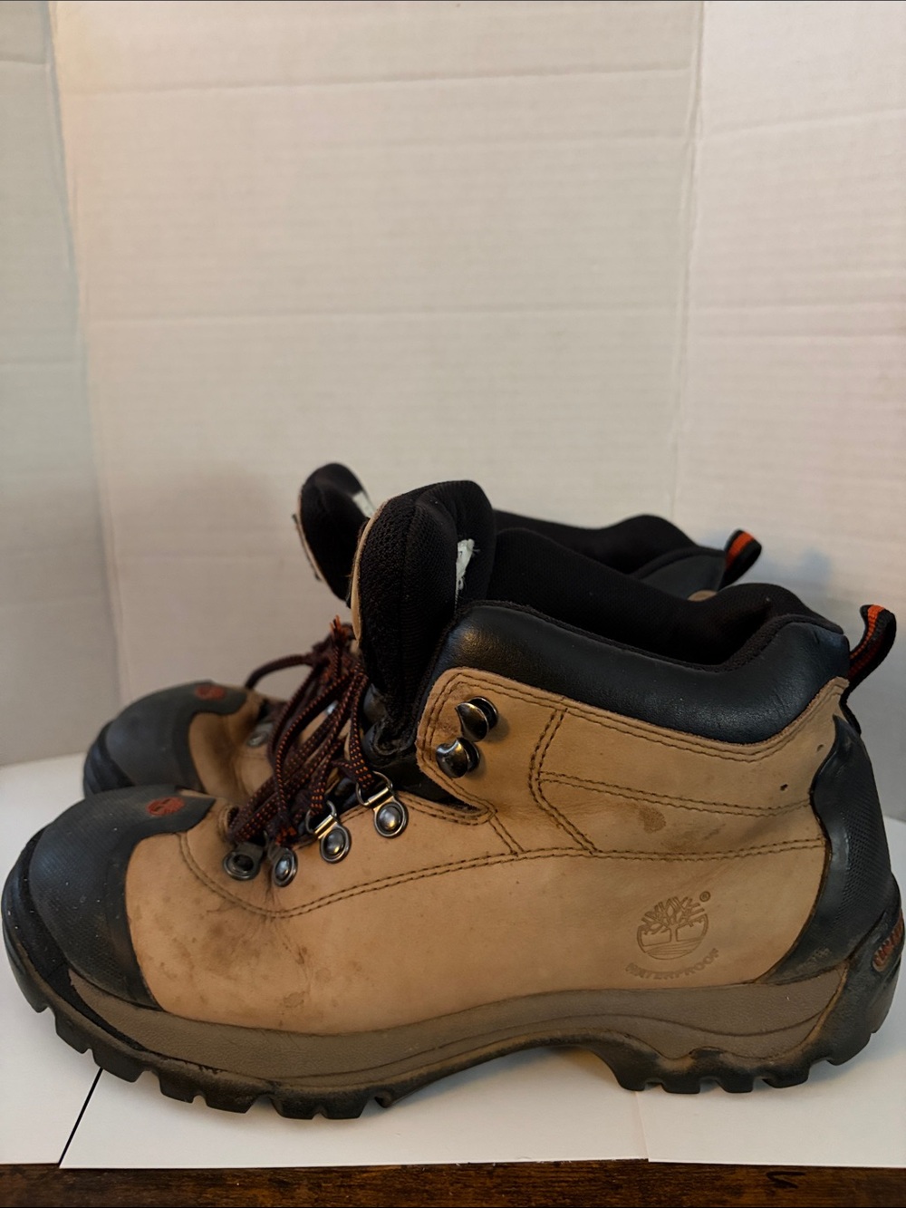 Women’s Timberland Tan and Black Leather Hiking Boots